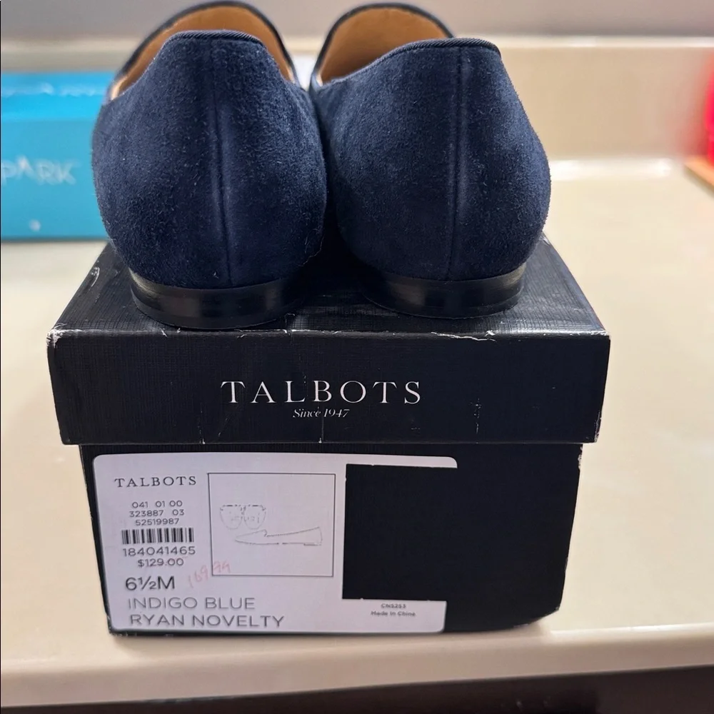 Talbots Indigo Blue Suede Loafers with Dachshund Design - Picture 4 of 4